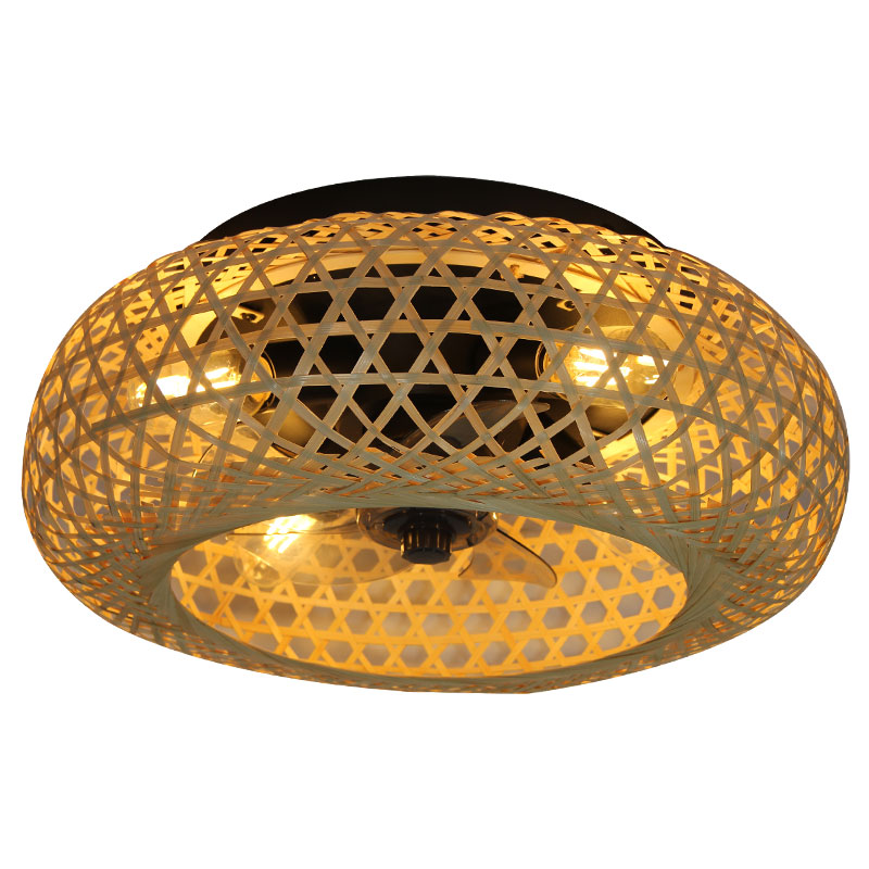 Lampada da soffitto in rattan con lampadina sostituibile